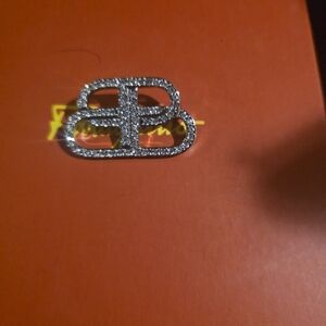 BB Balenciaga Silver Crystal-Embellished Brooch